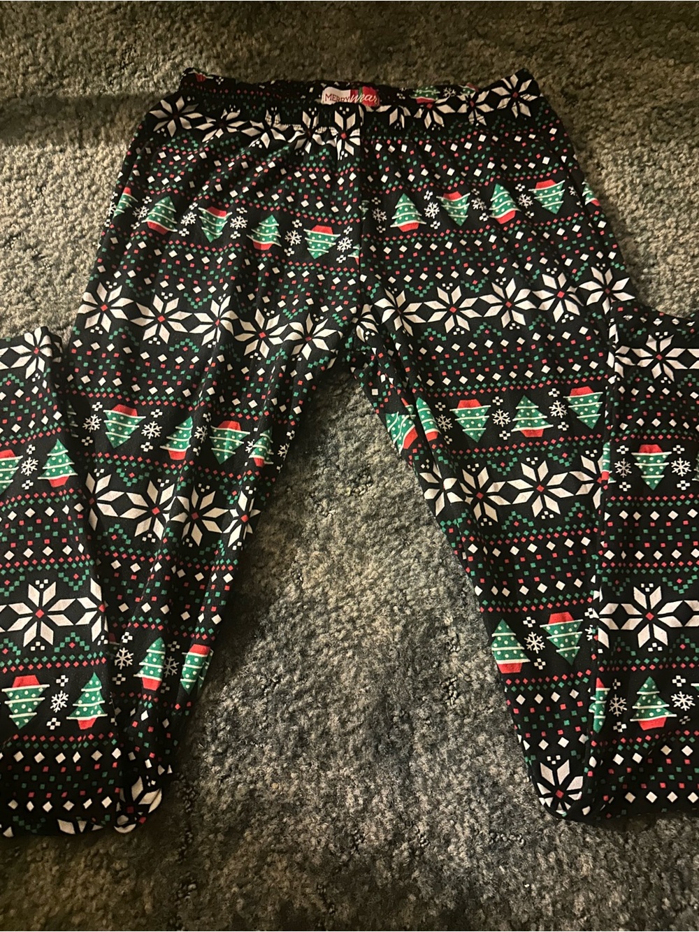 Women’s Holiday Tree Print Leggings - Black/Green